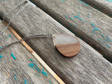 Wood and Milky/Clear Teardrop Pendant Necklace