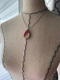 Wood and Red Teardrop Pendant Necklace