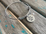 Quote Bracelet- Hand-Stamped Bracelet- "love of my life" with an accent bead of your choice