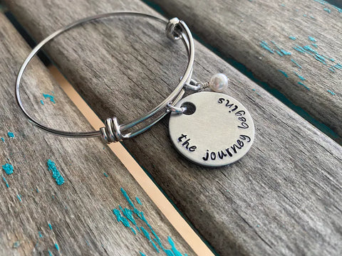 Quote Bracelet- "the journey begins" with an accent bead of your choice