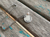 Quote Necklace- Hand-Stamped Necklace "keep going" with an accent bead in your choice of colors