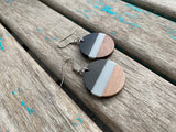 Wood, Black, and Grey Acrylic Earrings