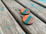 Wood, Orange, and Green Acrylic Earrings