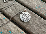 Inspiration Necklace- "jump & build your wings on the way down" with an accent bead of your choice