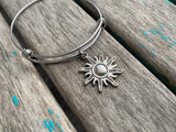 SALE- Sun Charm Bangle Bracelet - Adjustable Bracelet