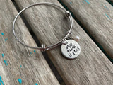 Hand-Stamped "stop think & pray" Bangle Bracelet with Accent Bead of your choice