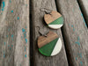 Wood, Green, and White Acrylic Earrings