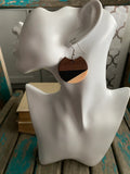 Wood, Pinky/Peach, and Black Acrylic Earrings