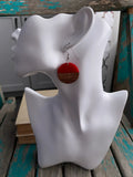 Wood, and Red Acrylic Earrings