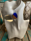 Teardrop Wood and Blue Acrylic Earrings