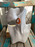 Wood and Orange Acrylic Earrings