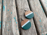Wood, Green, and Grey Acrylic Earrings