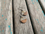 Wood and Clear with Gold-Flecks- Coin-Shaped Acrylic Earrings