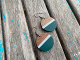Wood, Green, and Grey Acrylic Earrings