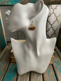 Wood and Clear with Gold-Flecks- Coin-Shaped Acrylic Earrings