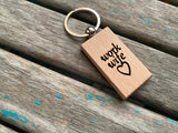 Quote Keychain- "work wife" -Wood Keychain