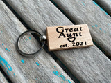 Quote Keychain- "Great Aunt est. (year of your choice)" -Wood Keychain