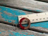 Wood and Red Acrylic Open Circle Earrings