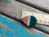 Wood, Green, and Grey Acrylic Earrings- Teardrop-Shaped