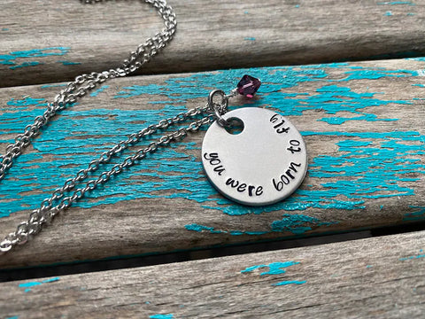 You Were Born To Fly Inspiration Necklace- "you were born to fly" - Hand-Stamped Necklace with an accent bead in your choice of colors
