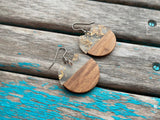 Wood and Clear with Gold Flecks Acrylic Earrings