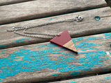 Wood and Red Triangle Pendant Necklace