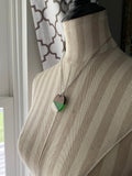 Wood, Green, and White Pendant Necklace