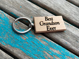 Quote Keychain- "Best Grandson Ever" -Wood Keychain