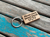 Quote Keychain- "Always sisters forever friends" -Wood Keychain