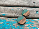 Wood, Transparent Green Acrylic Earrings