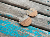 Wood and Clear with Gold Flecks Acrylic Earrings