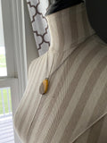 Wood and Yellow Teardrop Pendant Necklace