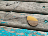 Wood and Yellow Teardrop Pendant Necklace