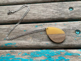 Wood and Yellow Teardrop Pendant Necklace
