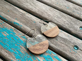 Wood and Clear with Silver Flecks Acrylic Earrings