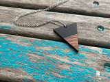 Wood and Black Triangle Pendant Necklace