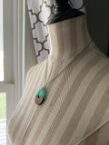 Wood and Mint Green OpenTeardrop Pendant Necklace