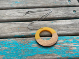 Wood and Yellow- Large Circle Pendant Necklace
