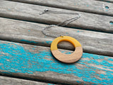 Wood and Yellow- Large Circle Pendant Necklace