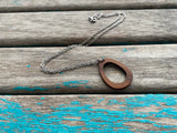 Wood Open Oval/Teardrop Pendant Necklace