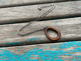 Wood Open Oval/Teardrop Pendant Necklace
