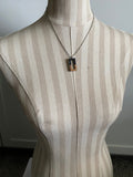 Wood and Black Rectangle Pendant Necklace