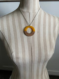 Wood and Yellow- Large Circle Pendant Necklace
