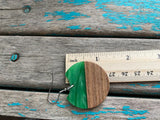 Wood and Marbled Green Acrylic Earrings