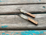 Long Wood and Clear with Silver-Flecks Acrylic Earrings