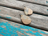 Teardrop Wood and Clear with Flecks of Gold- Earrings