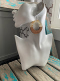 Large Wood and Clear with Gold Flecks Acrylic Earrings- Large Circle Style