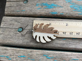 Wood and White Leaf-Shaped Earrings