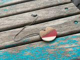 Wood, Red, and White Pendant Necklace