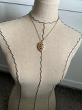 Wood and Creamy White Leaf Pendant Necklace